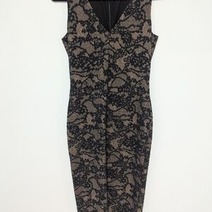 MICHAEL Michael Kors Black and Tan Lace Midi Dress